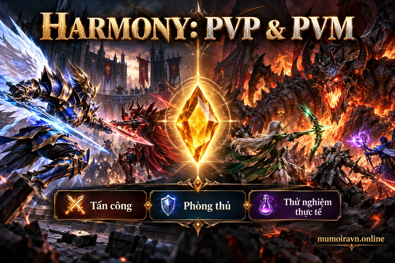 Minh họa Chọn Harmony cho PvP và PvM trong MU